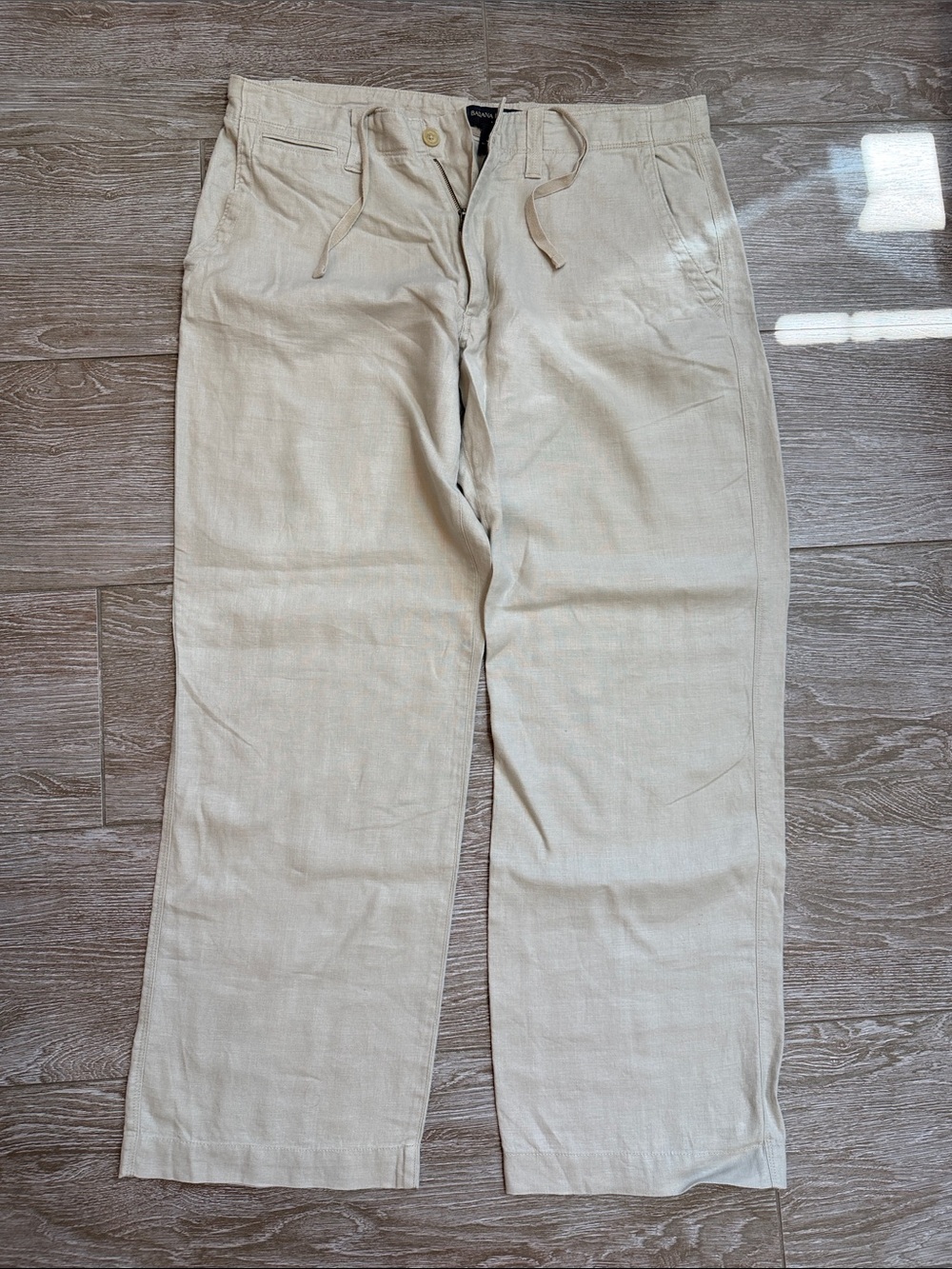 Banana Republic Beige Linen Blend Drawstring Pants